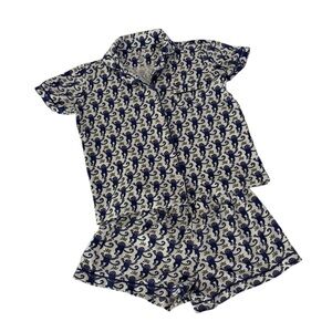 Roller Rabbit Dark Purple Monkey Polo PJs XS